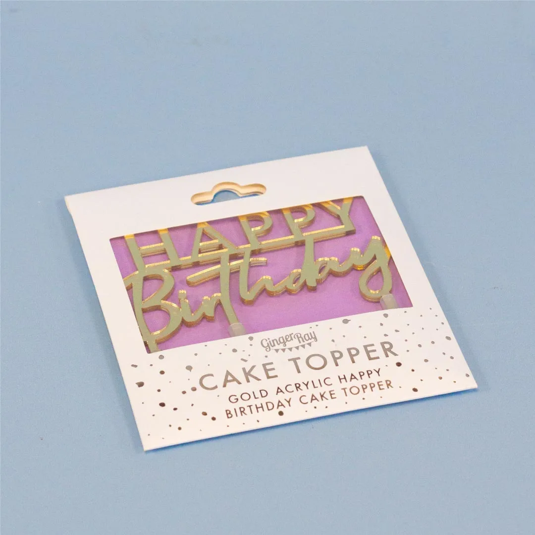 Happy Birthday Gold Cake Topper