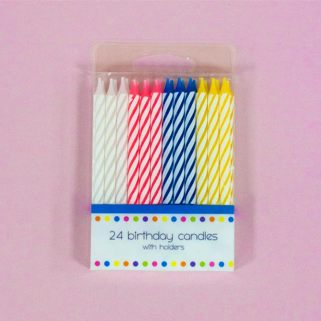 24 Multicoloured Twirl Candles