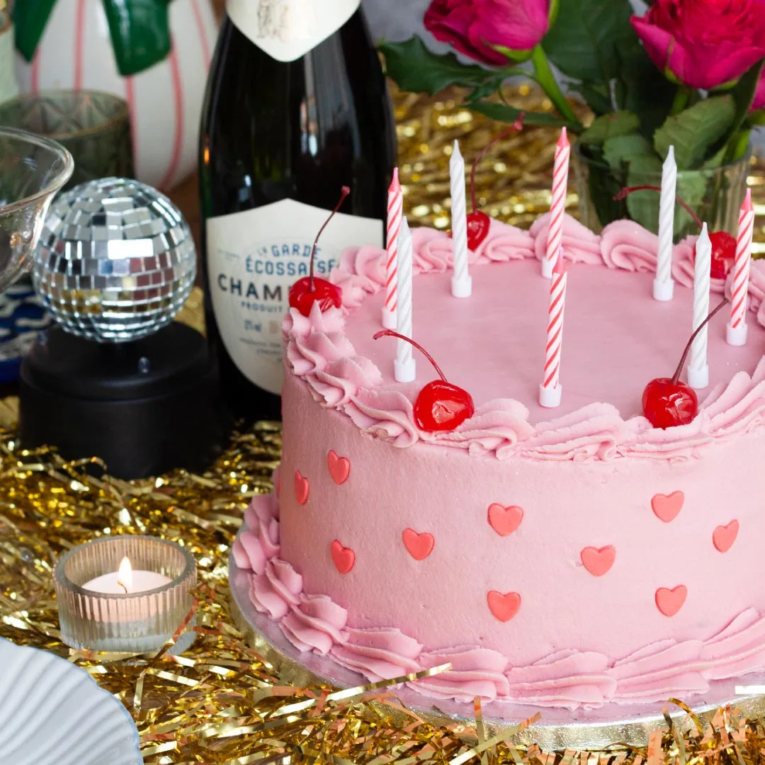 Alternative view of Pink Loveheart Cake with Cherries