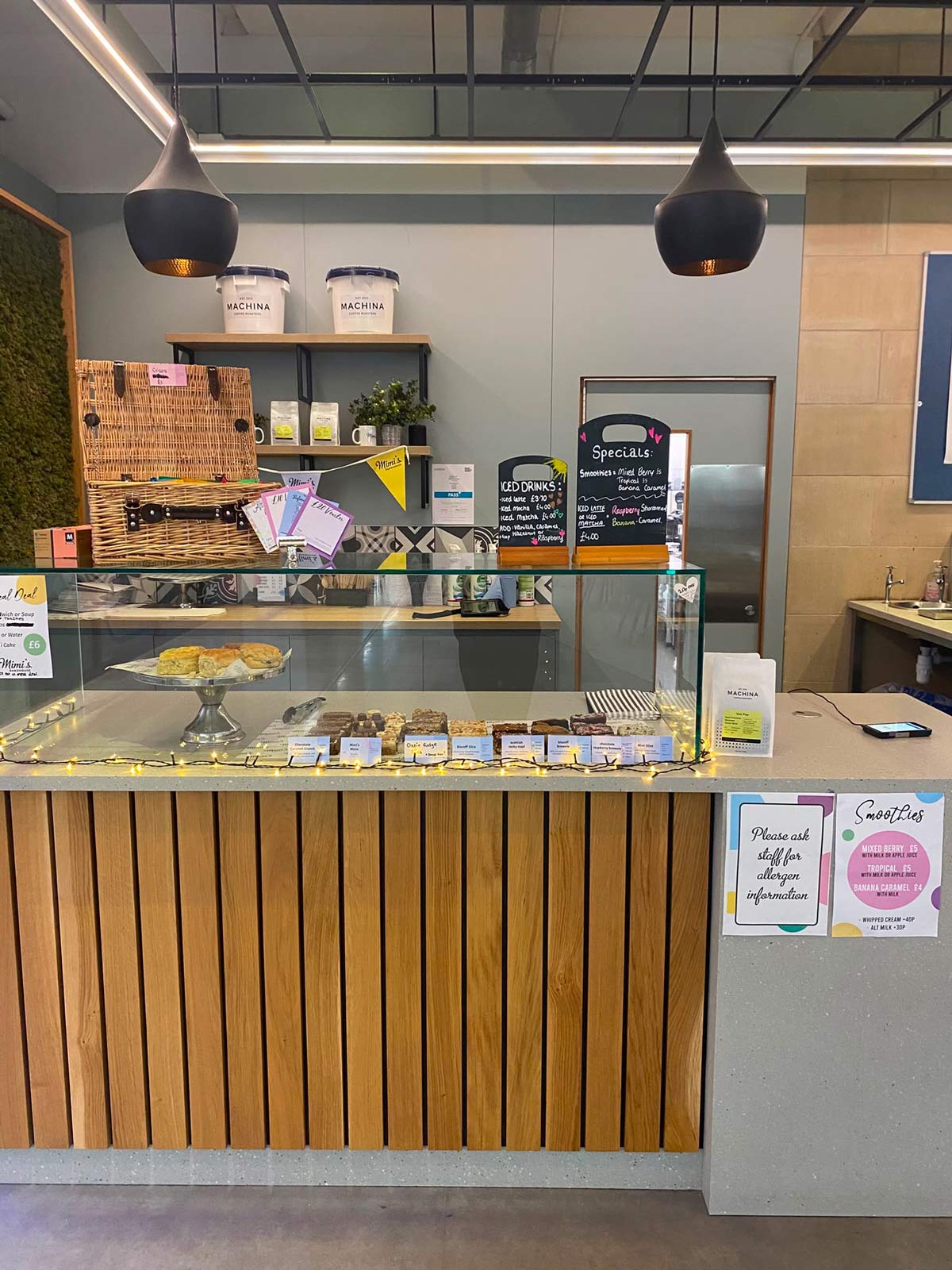 The Mimi’s Bakehouse counter and cake display at Tanfield in Canonmills
