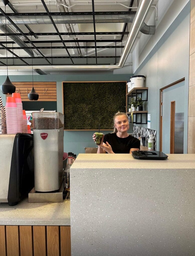 A member of the Mimi’s team behind the Tanfield café counter